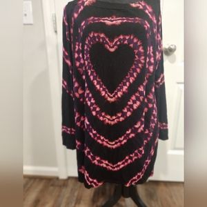 Tie-dye heart long sleeve dress
